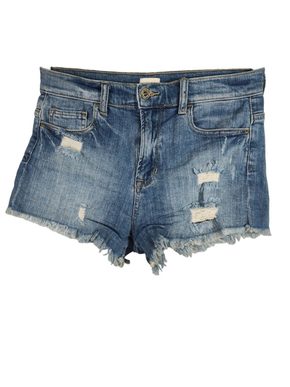 Sneak Peek High Rise Ripped Denim Cut Off Jean Booty Shorts Women Size S Raw Hem